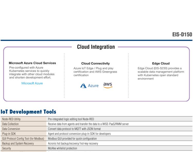 研華EIS-D150 研華EIS-D150，邊緣計算系統(tǒng)，支持Intel 第六代處理器，可選i3/i5/i7 CPU，最高支持 16 GB內存，具備豐富擴展接口 2 x LAN，4 x COM，6 x USB等，同時還可以擴展 iDoor 和 ARK-Plus 模組增加更多的擴展能力，可以根據(jù)現(xiàn)場應用需求，靈活定制。
