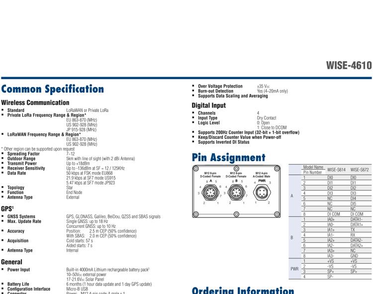 研華WISE-4610-S672 帶有6個數(shù)據(jù)輸入口和超過兩個com口的LoRa戶外無線傳感器節(jié)點(diǎn)