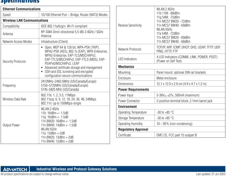研華ABDNA-ER-IN5010 Wi-Fi Dual Band Industrial Ethernet Bridge/Router