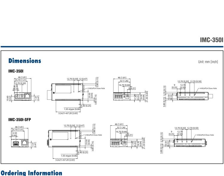 研華IMC-350I-MM-A 緊湊型光電轉(zhuǎn)換器，支持寬溫，100Base-TX/FX，多模1300nm，LFPT，5km，SC type
