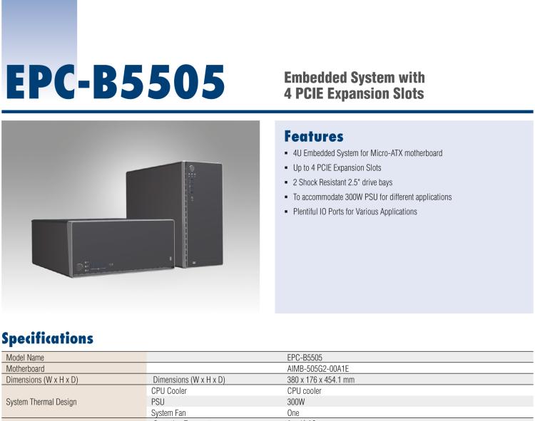 研華EPC-B5505 適配Intel? 第6/7代 Core ? i/Xeon E3系列處理器，搭載H110芯片組。標(biāo)準(zhǔn)4U上架，廣泛適用于各種行業(yè)。