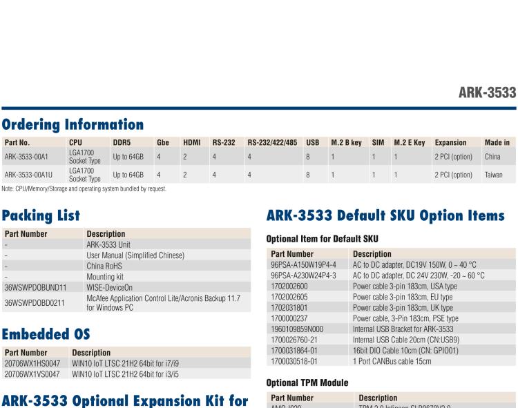 研華ARK-3533 Intel? 12&13th Gen Core? i3/i5/i7/i9 LGA1700 Expansion Fanless Box PC
