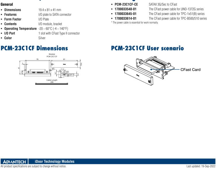 研華PCM-23C1CF 1插口CFast插槽，帶保護(hù)蓋