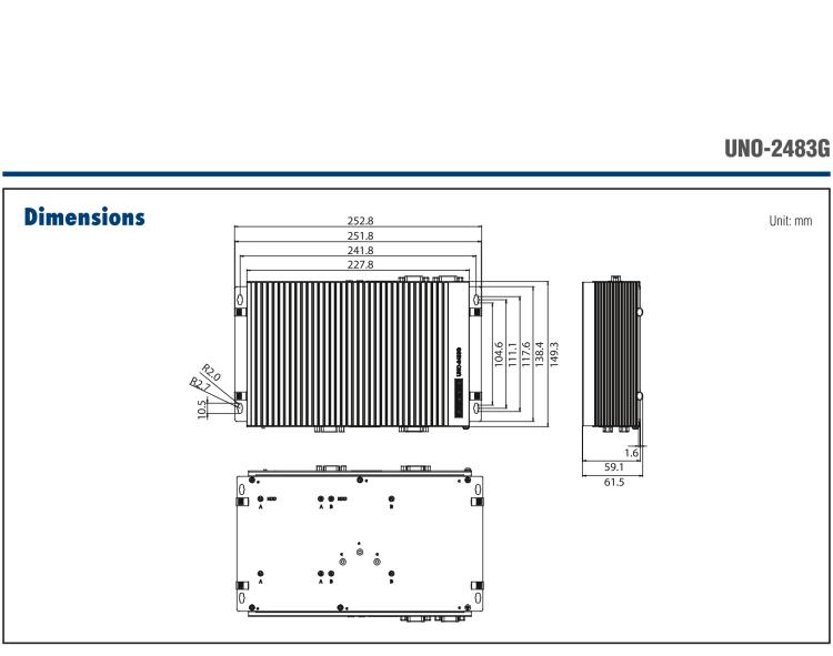 研華UNO-2483G 標(biāo)準(zhǔn)型嵌入式無(wú)風(fēng)扇工業(yè)電腦，搭配Intel? Core? i7/i3/Celeron處理器，4×GbE, 3×mPCIe, HDMI/VGA