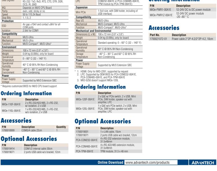 研華MIOe-210 4xRS232/422/485, 2xRS422/485, 8-bit GPIO，兼容3.5寸MIO單板