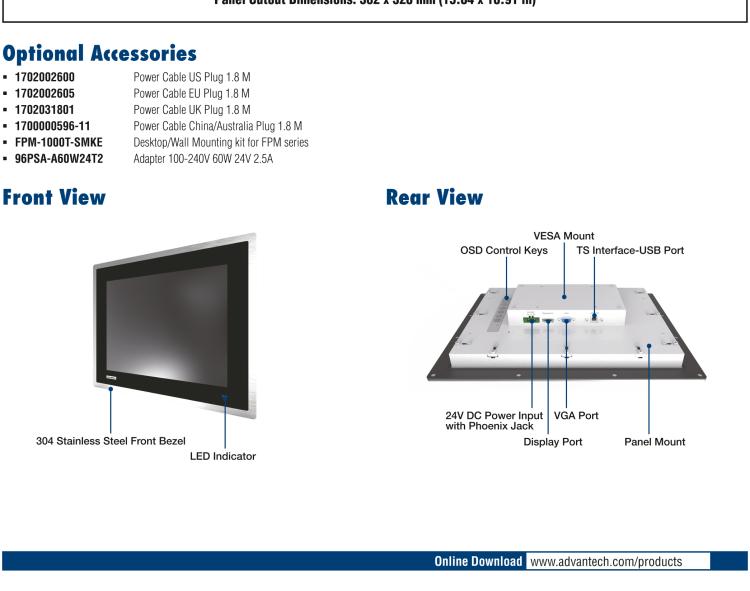 研華FPM-817S 17“英寸工業(yè)顯示器與電阻觸摸控制，直接VGA, DP端口，和304不銹鋼前面板