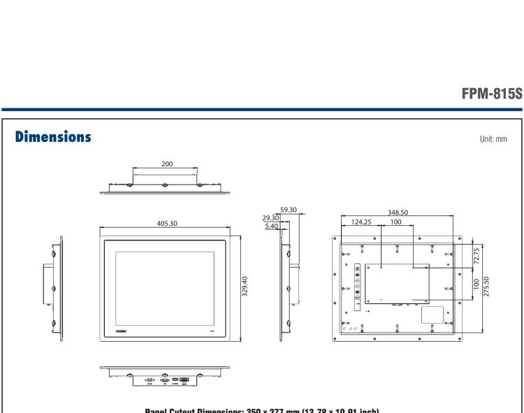研華FPM-815S 15“英寸工業(yè)顯示器與電阻觸摸控制，直接VGA, DP端口，和304不銹鋼前面板