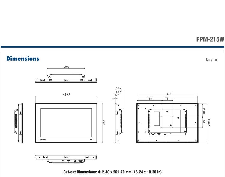 研華FPM-215W 15.6寸WXGA工業(yè)顯示器，支持多點(diǎn)觸控，支持 HDMI端口