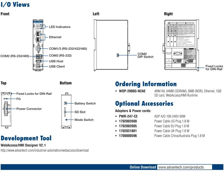 研華WebOP-2000G 工業(yè)數據網關，預裝WebAccess/HMI