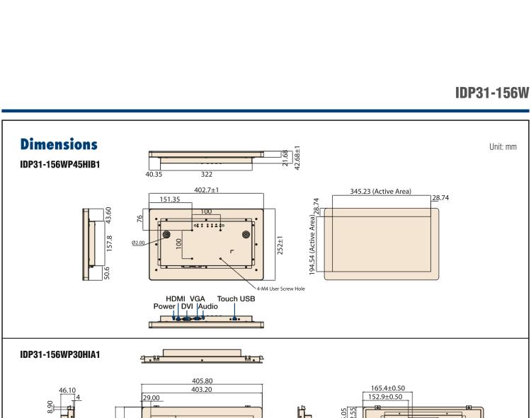 研華IDP31-156W 15.6英寸100％工業(yè)級純平觸摸顯示器。超薄外形，圓滑的光角和堅(jiān)固的玻璃面板，完全具有現(xiàn)代感。