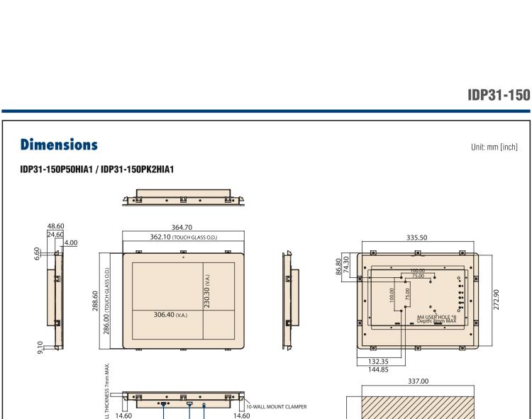 研華IDP31-150 采用100% 純平設計的 15" 工業(yè)級顯示器。超薄外形、光滑圓角和鋼化玻璃，整機現(xiàn)代感十足。