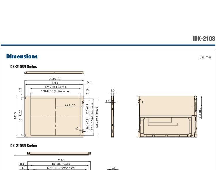 研華IDK-2108 8.4” SVGA 1200cd/m2 超高亮度工業(yè)顯示套件，帶 LED 背光燈、LVDS 接口