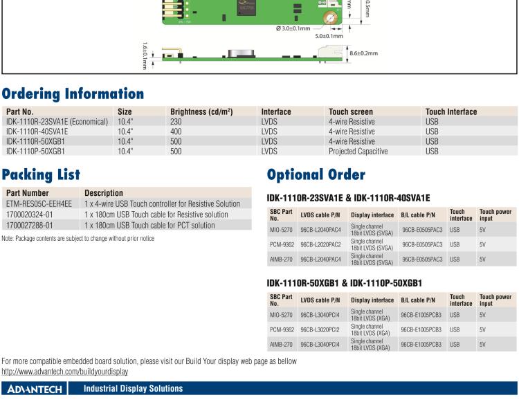 研華IDK-1110 10.4" SVGA 工業(yè)顯示套件，帶電阻式觸摸屏解決方案