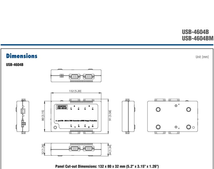 研華USB-4604BM USB轉(zhuǎn)4端口RS-232/422/485 轉(zhuǎn)換器，帶浪涌保護