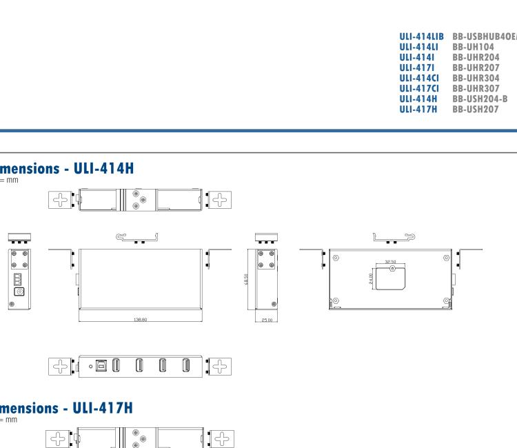 研華BB-USBHUB4OEM ULI-414LIB-工業(yè)USB 2.0集線器，4端口，高穩(wěn)固力連接器