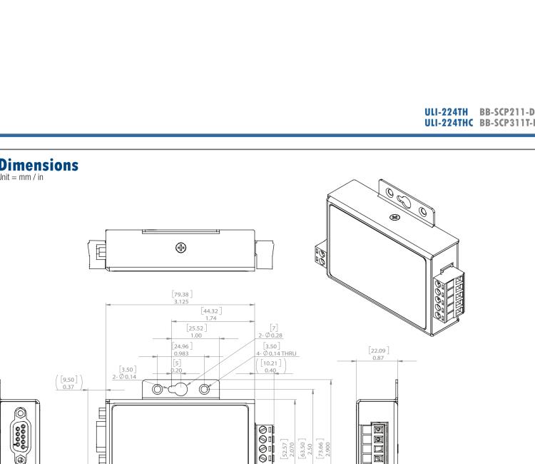 研華BB-485BAT3 ULI-224TB RS-232（DB9母頭至RS-422/485（接線端子）轉(zhuǎn)換器，電池供電