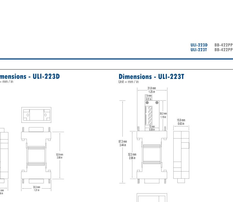 研華BB-422PP9R ULI-223D RS-232至RS-422轉(zhuǎn)換器，端口供電，DB9母頭連接器